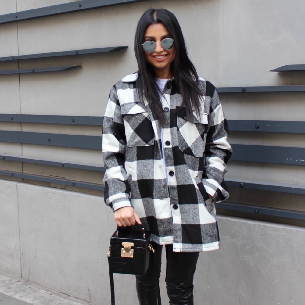 H&M Black and White Checkered Jacket